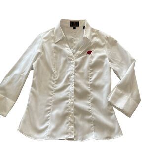 Alabama The Shirt Shop Small White Button Up 3/4 Sleeve Elephant Crimson Tide
